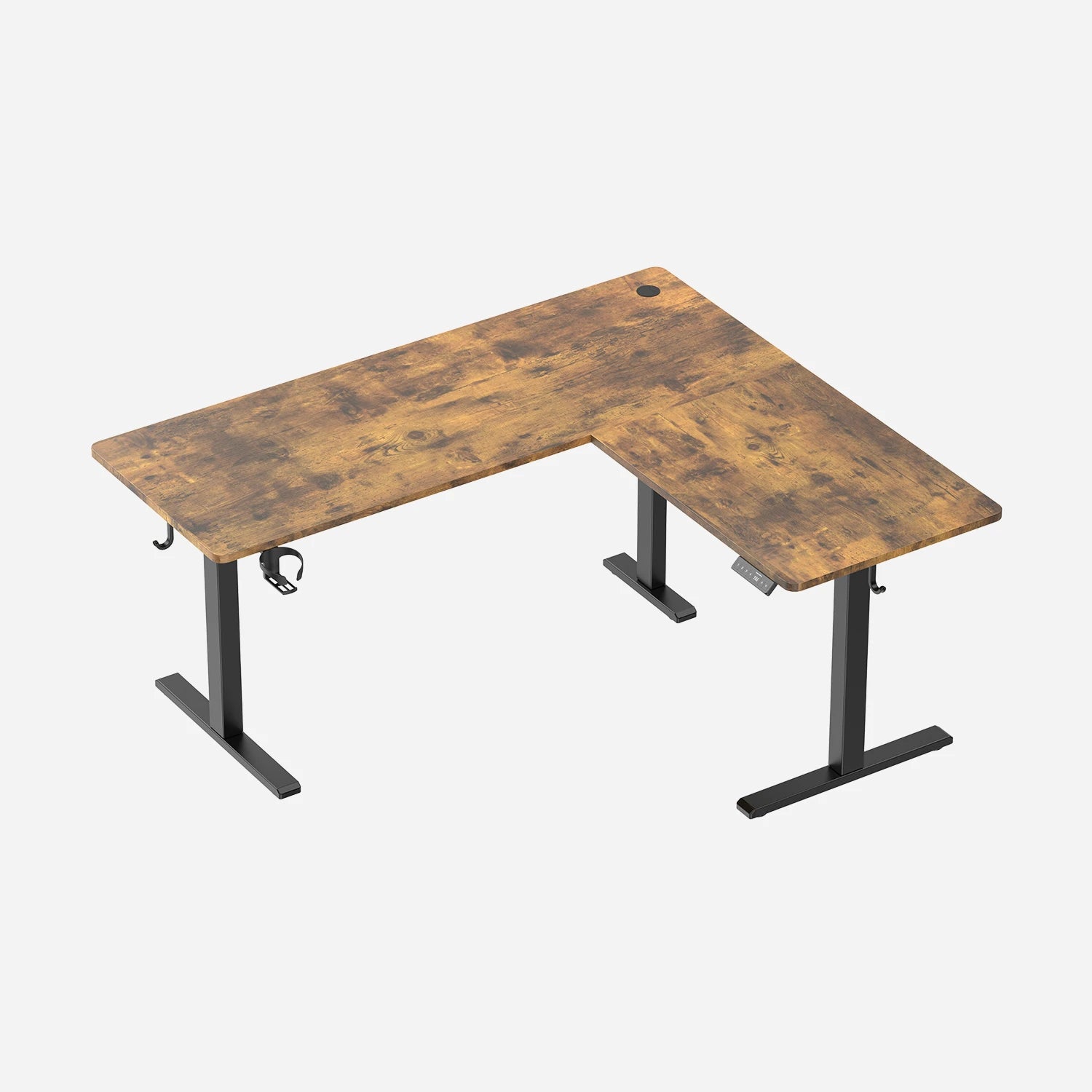 Pro L Shaped Standing Desk - Rustic Brown / 63"