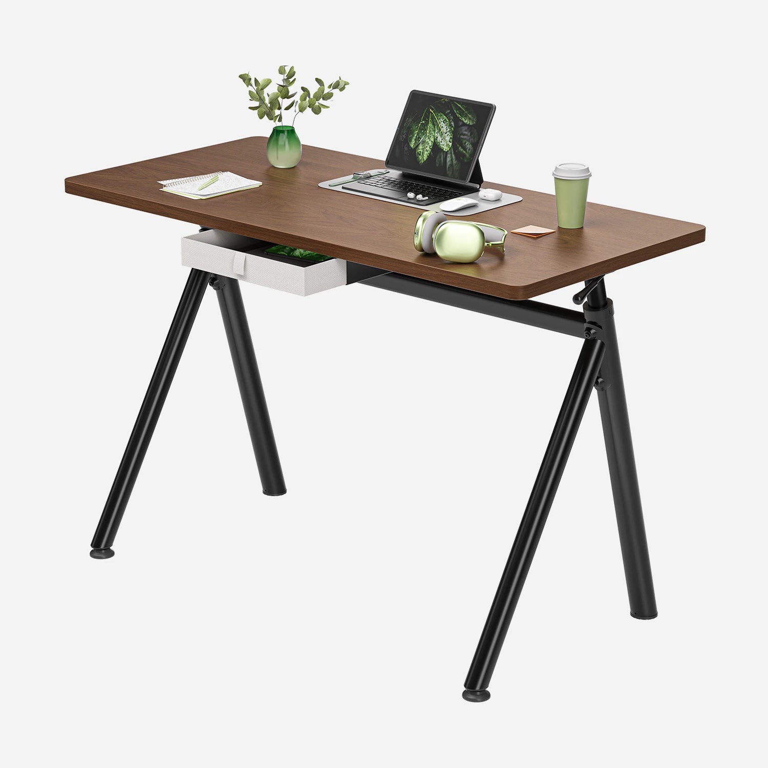 Pro 4-Leg Pneumatic Standing Desk - Black Walnut / 32"