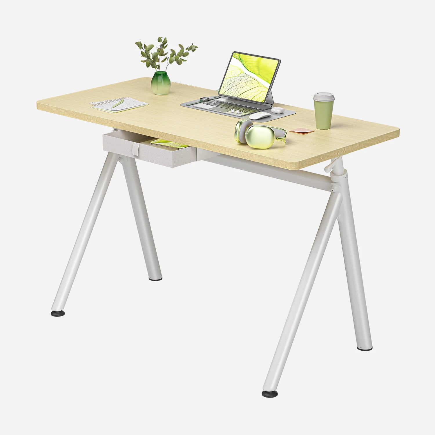 Pro 4-Leg Pneumatic Standing Desk - Oak / 32"